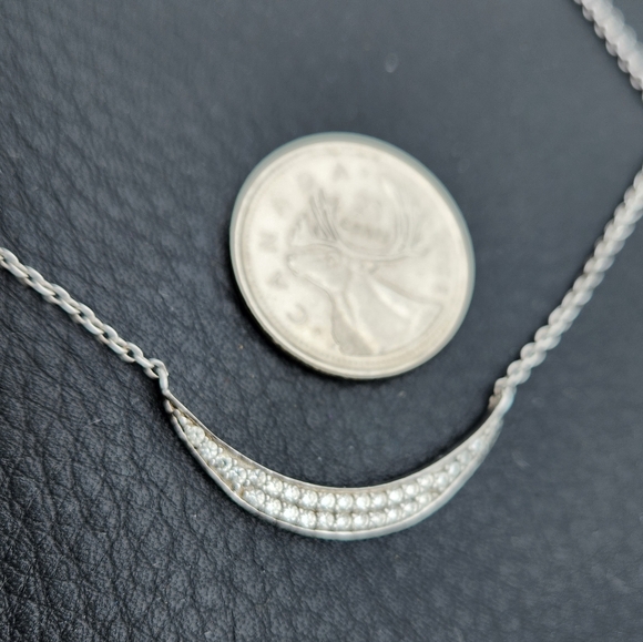 Sterling Pave Crescent Necklace - Picture 1 of 10